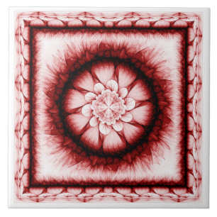 Red floral modern pattern tile