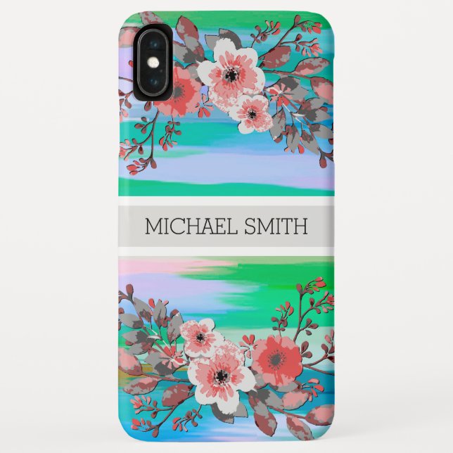 Red Floral Monogram Modern Colourful Abstract Case-Mate iPhone Case (Back)
