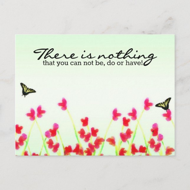 Red Floral - Nothing that you can't be do or have Postcard (Front)
