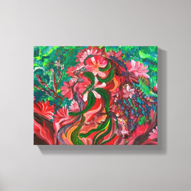 Red Floral - Om Canvas Painting (Front)