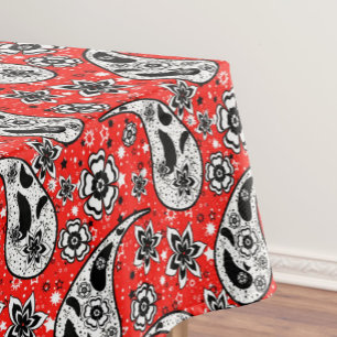 Red Floral Paisley Pattern Design  Tablecloth