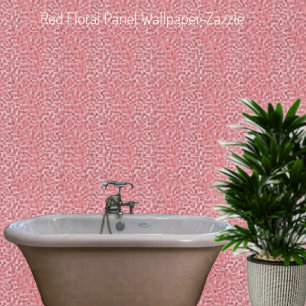 Red Floral Panel Wallpaper
