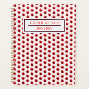 Red Floral Pattern Daily Planner