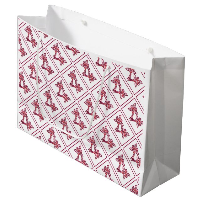 Red Floral Pattern Gift Bag (Front Angled)