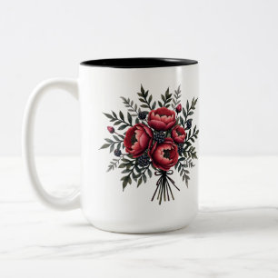 red floral pattern mug - text can be changed