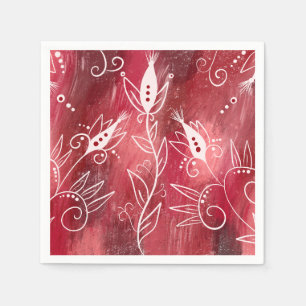 Red Floral Pattern Napkin