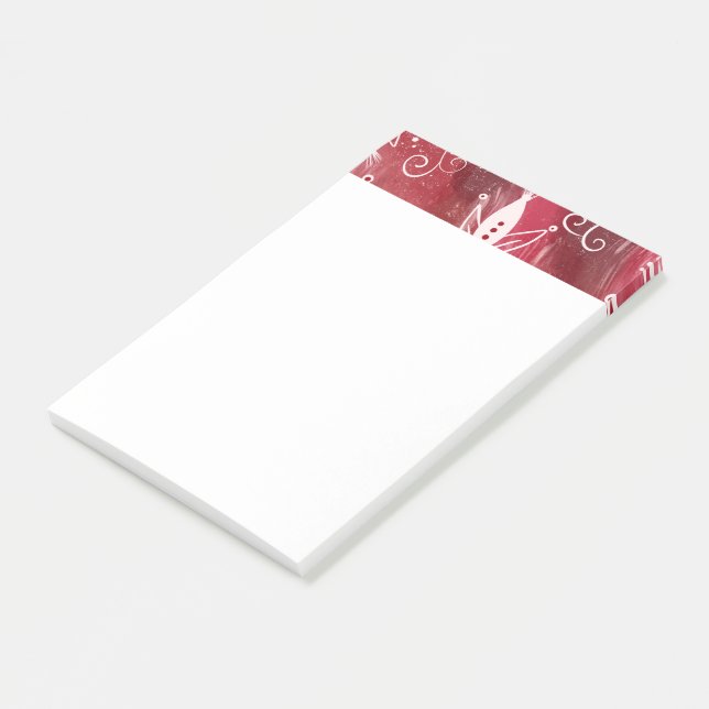 Red Floral Pattern Post-it Notes (Angled)