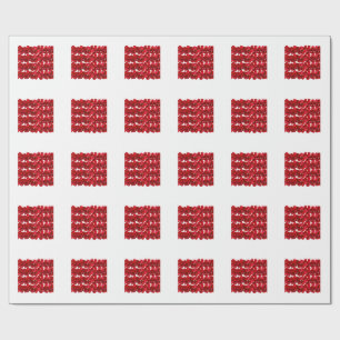 Red Floral Pattern Seamless Botanical Design Wrapping Paper