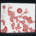 Red Floral Peacock Double Happiness Asian Wedding Binder<br><div class="desc">Elegant bohemian red and white peacock design with floral details and a tail made of paisley shapes, paired with a chinese double happiness symbol in a simple circle frame. A very unique, chic and classy asian themed wedding design for the modern and stylish couple. The double happiness is a very...</div>