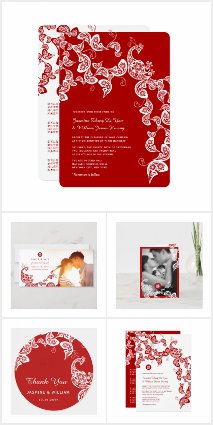 RED FLORAL PEACOCK ORIENTAL & ASIAN WEDDING SUITE