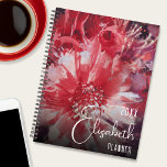Red Floral Personalized Planner<br><div class="desc">A beautiful red floral design is featured on the front your choice of HARD laminated chipboard or SOFT laminated cover planner. Choose the spiral colour, the size - small 5.5"" x 8.5" or 8.5 x 11" - add your personalization to the front and you're ready to plan away. Includes monthly...</div>