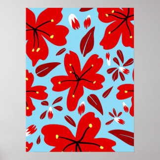 Red Floral Poster