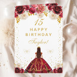 Red Floral Princess Happy Birthday Card<br><div class="desc">This elegant and glamourous birthday card can be personalized with a name or title such as daughter, granddaughter, niece, friend etc. The design features a beautiful princess with dark hair in a tiara and red ball gown. The text combines handwritten script and modern sans serif fonts for a classy and...</div>