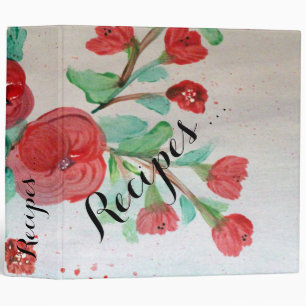 Red Floral Recipe Binder