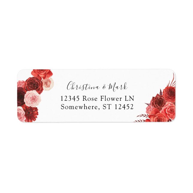 Red Floral Return Address Label 2 (Front)