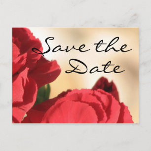 Red Floral Save the Date Announcement Postcard