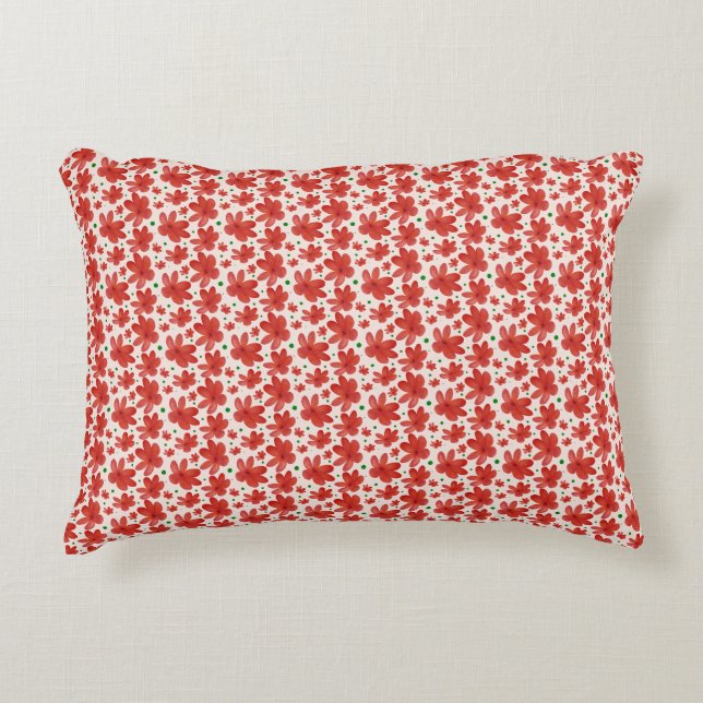 Red Floral Seamless Pattern Cute Retro Flower  Accent Pillow (Front)