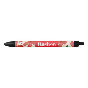 Red Floral Seamless Pattern Cute Retro Flower  Black Ink Pen