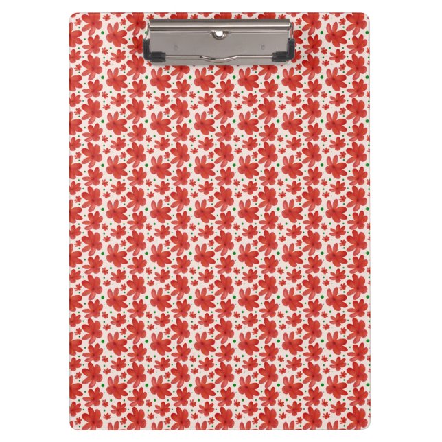 Red Floral Seamless Pattern Cute Retro Flower  Clipboard (Front)
