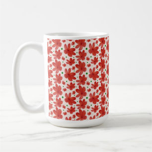 Red Floral Seamless Pattern Cute Retro Flower Coffee Mug
