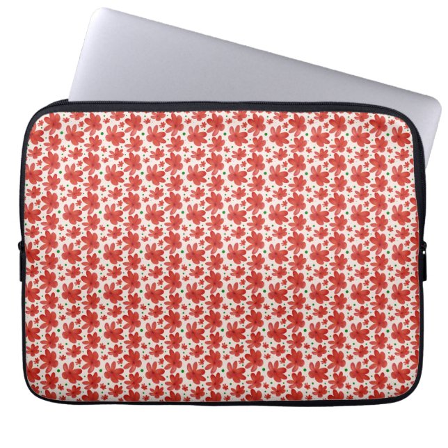 Red Floral Seamless Pattern Cute Retro Flower  Laptop Sleeve (Front)