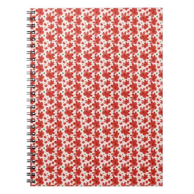 Red Floral Seamless Pattern Cute Retro Flower  Notebook (Front)
