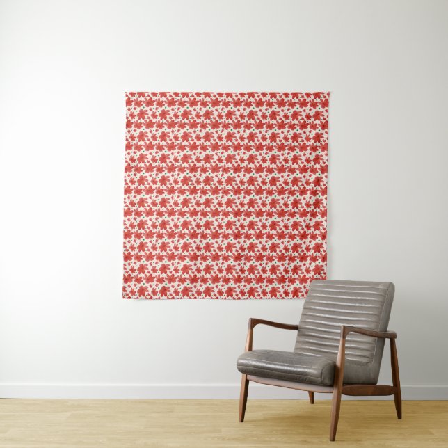 Red Floral Seamless Pattern Cute Retro Flower  Tapestry (In Situ (Horizontal))