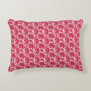 Red Floral Seamless Pattern, Elegant Flower Repeat Accent Pillow