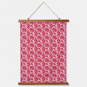 Red Floral Seamless Pattern, Elegant Flower Repeat Hanging Tapestry