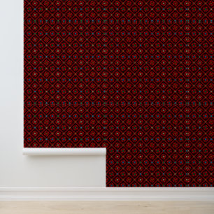Red Floral Tatreez Pattern Henna Falastin Wallpaper