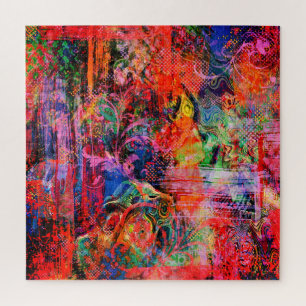 Red Floral Texture Jigsaw Puzzle