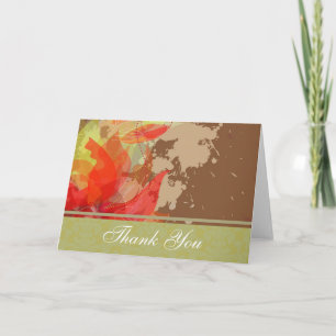 Red Floral Thank You Card With Damask