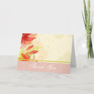 Red Floral Thank You Card With Damask