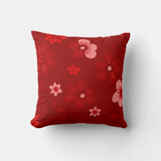 Red Floral Throw Pillow