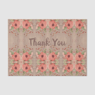 Red Floral Tissue paper Personalize Thank You Text