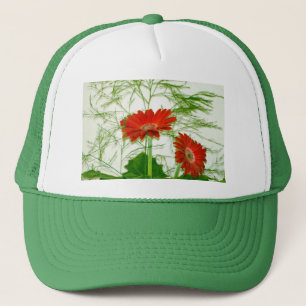 Red Floral Trucker Hat