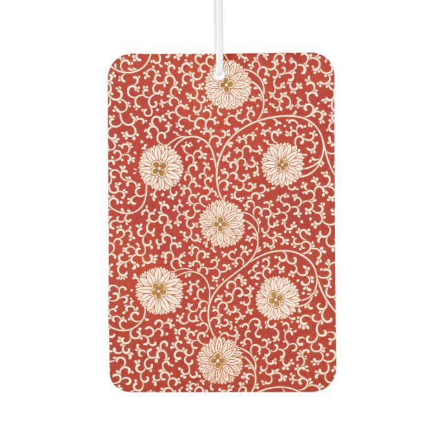 Red Floral Vibrant Ornate Classic Pattern Air Freshener (Front)
