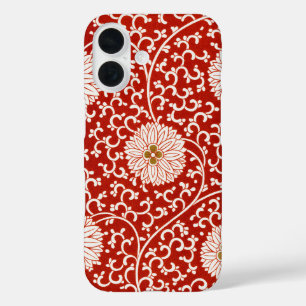Red Floral Vibrant Ornate Classic Pattern iPhone 16 Case