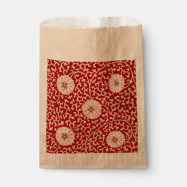 Red Floral Vibrant Ornate Classic Pattern Favour Bag (Front)