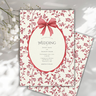 Red Floral & Vines Vintage Wedding Invitation