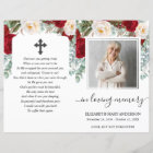 Red Floral Watercolor Photo Funeral Full Program