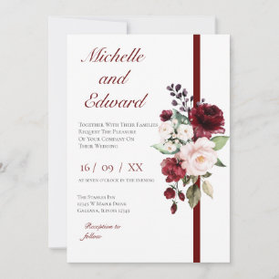 Red Floral Wedding Invitation