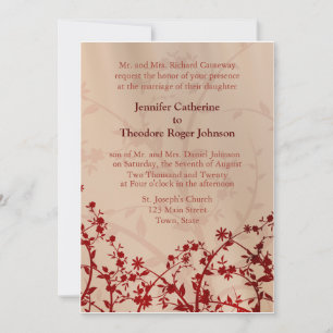 Red Floral Wedding Invitations Flowers Flower