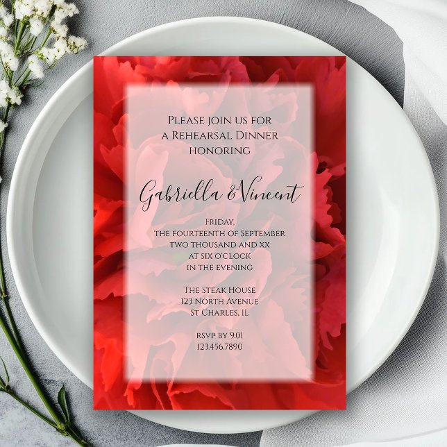 Red Floral Wedding Rehearsal Dinner Invitation (Creator Uploaded)