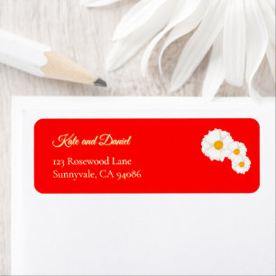 Red Floral Wedding Return Address Label