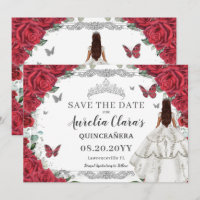 Red Floral White Gown Quinceanera Sweet Sixteen