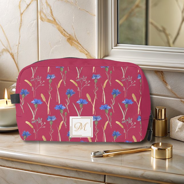 Red Floral Wildflower Monogram Dopp Kit (Creator Uploaded)