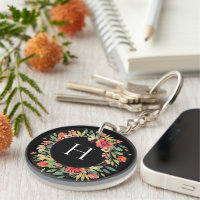 Red Floral Wreath Monogram
