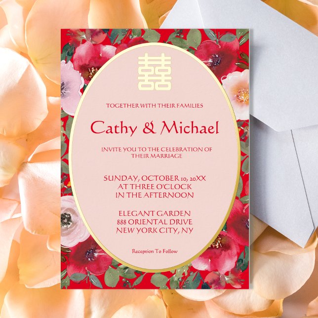 Red floral wreath red flower Chinese wedding (Creator Uploaded)