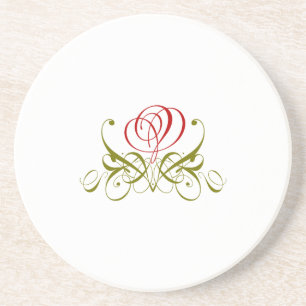 Red Flourish Rose Coaster
